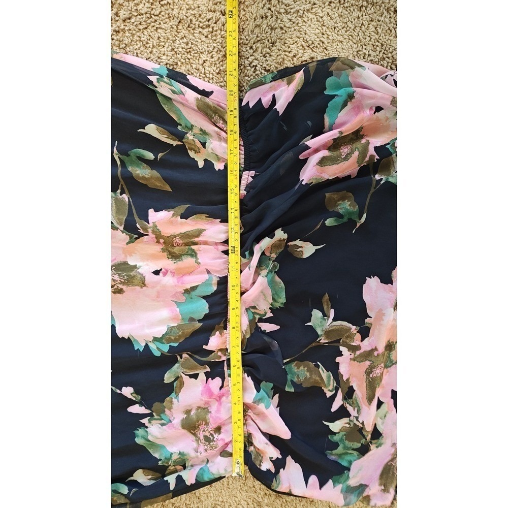 Emma & Michele Floral Chiffon High Low Dress 3X Navy Pink Used‎ Cottagecore - Picture 11 of 16
